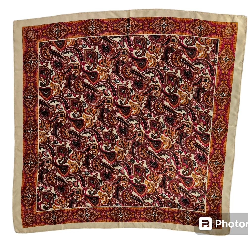 Purple & Orange Paisley Medallion Border Scarf | SZ 35